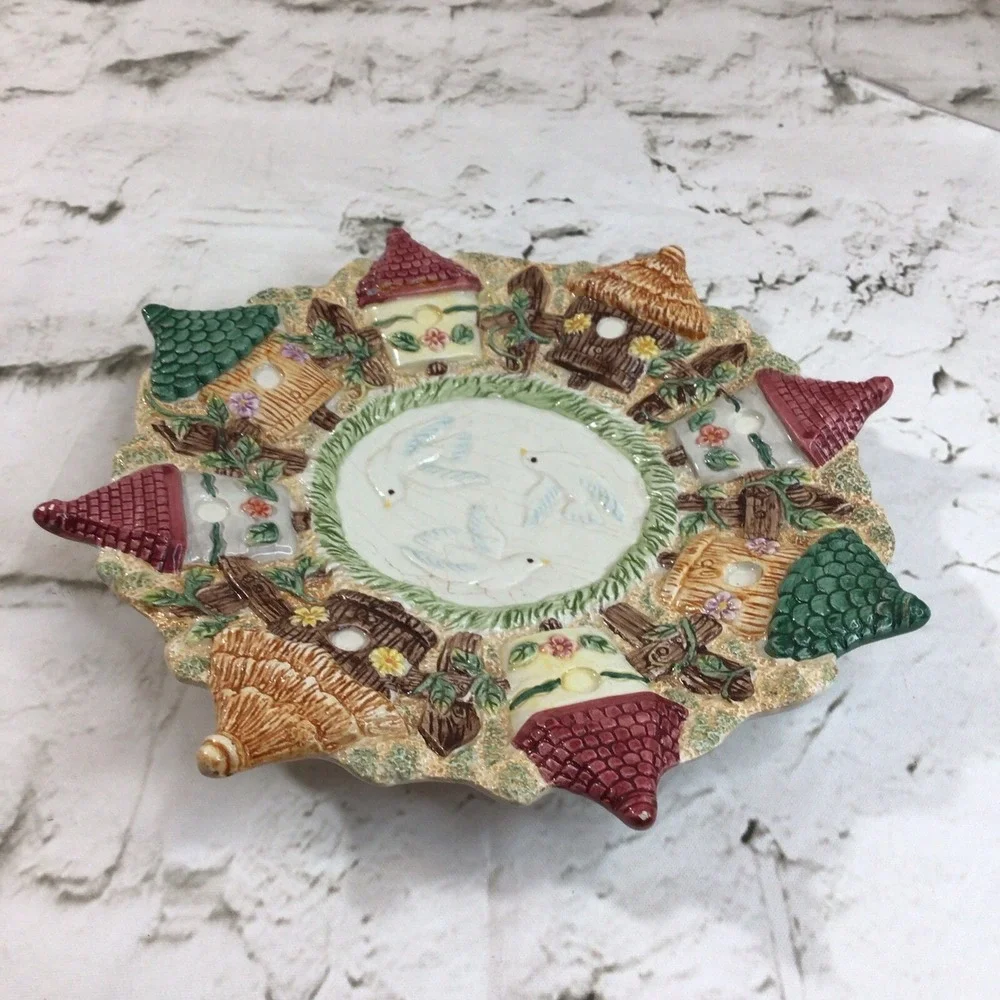 Decorative Bird House Plate Marked‎ Y. H 1997 Circular Pattern Vintage RARE